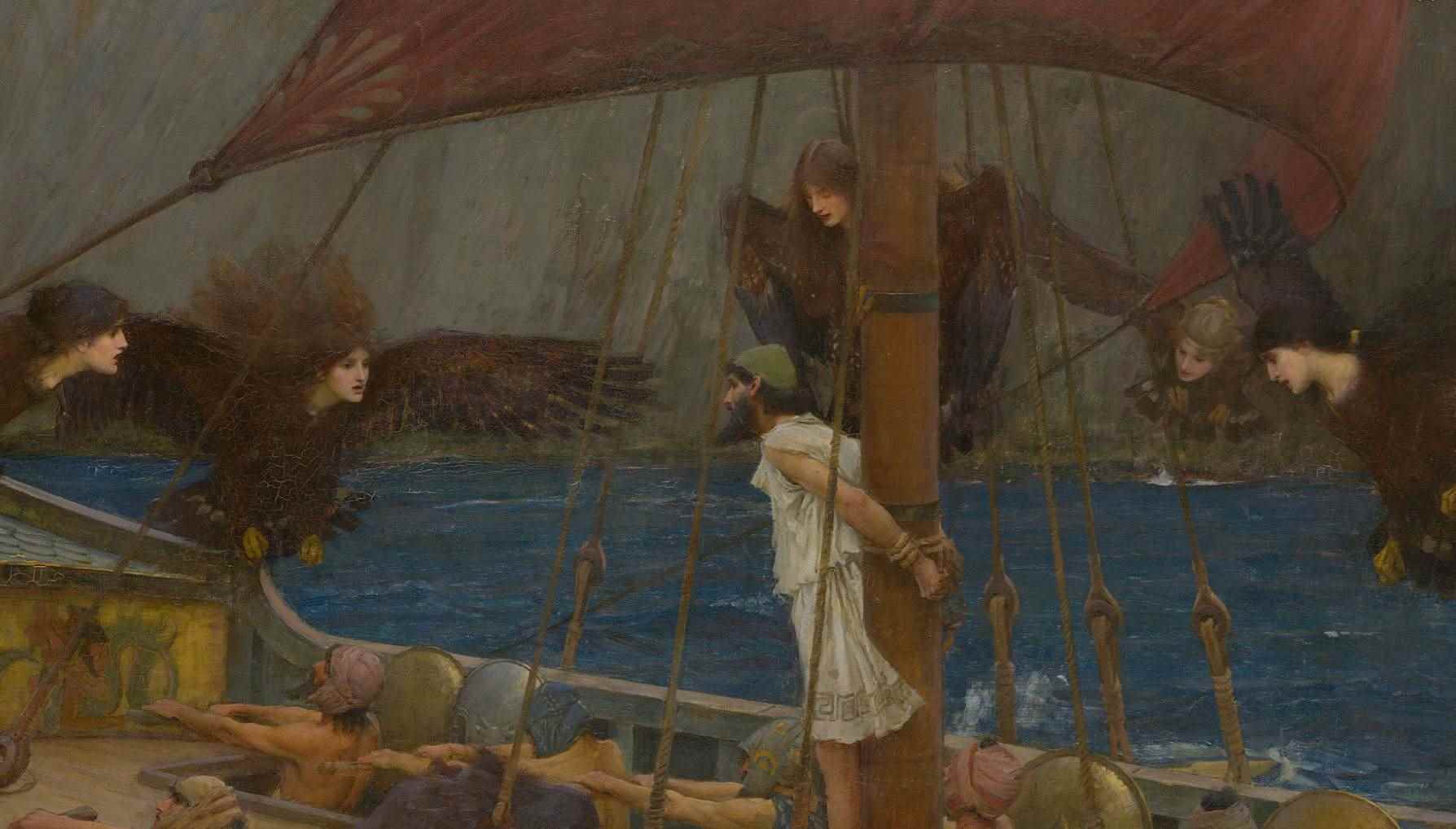 尤利西斯和海妖塞壬Ulysses and the Sirens John William Waterhouse油画作品欣赏 - 520常识网